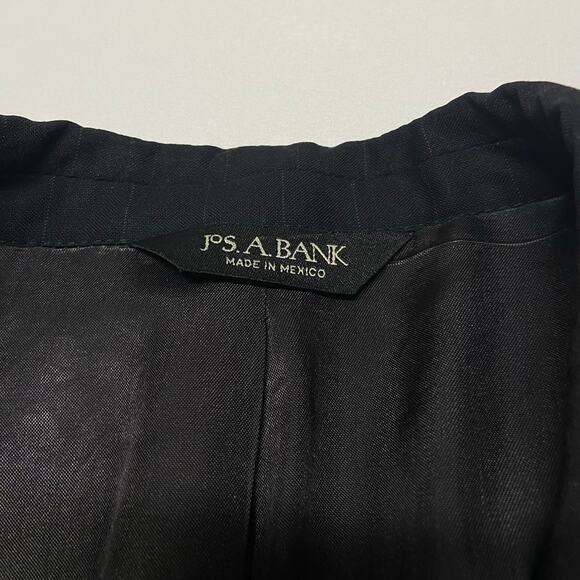 Jos A Bank Blazer Suit Jacket Sport Coat 100% Wool 52L Black Pin Stripe EUC - Picture 5 of 11